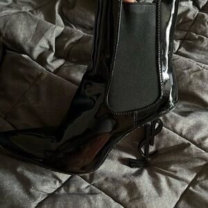 Selling these ysl pat and leather booties work twice . Lil scrape on the bottom